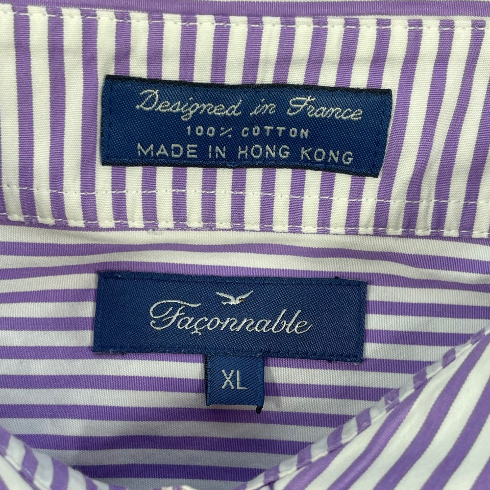 Faconnable Purple Striped Button Down Long Sleeve Shirt Women XL - Picture 3 of 6